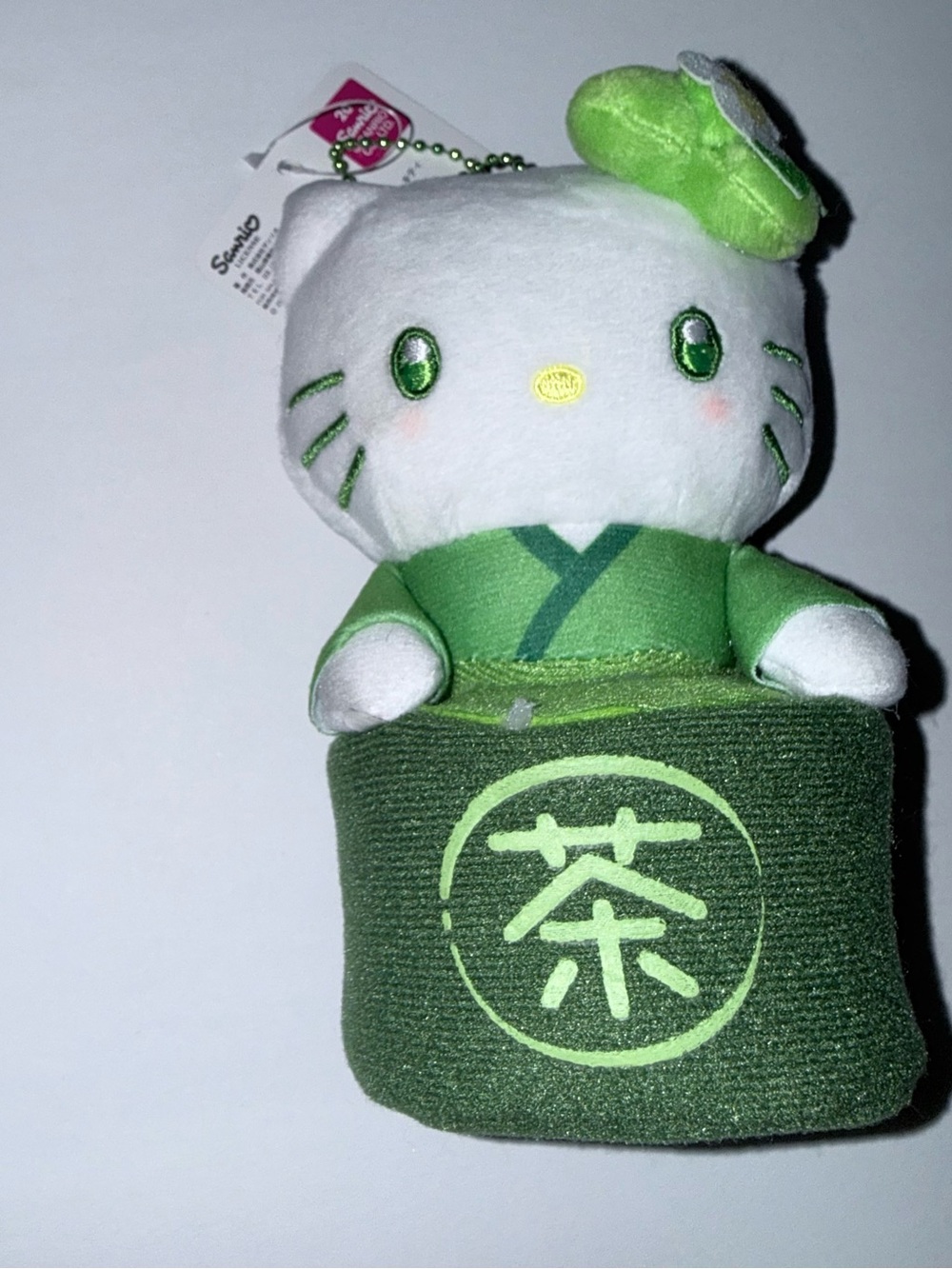 Hello Kitty Plush Charm Keychain in Green Tea Matcha Outfit